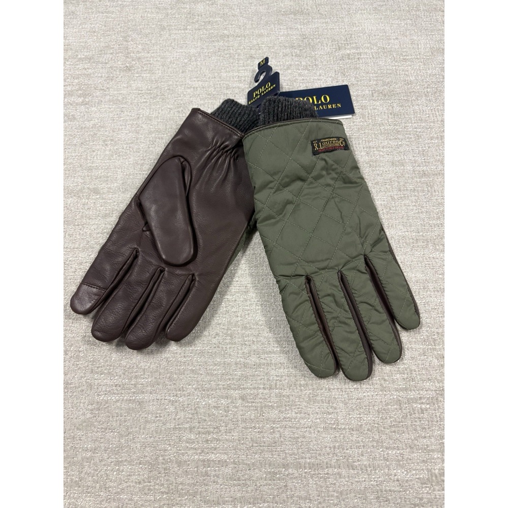 NEW Polo Ralph Lauren Men's Quilted Touch Screen Field Gloves Size Medium Green